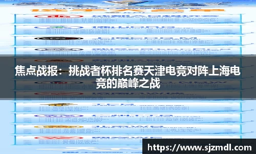 焦点战报：挑战者杯排名赛天津电竞对阵上海电竞的巅峰之战